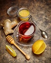 Cup black tea with ginger honey Royalty Free Stock Photo