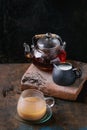 Cup of black tea with milk Royalty Free Stock Photo