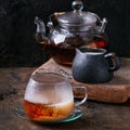 Cup of black tea with milk Royalty Free Stock Photo