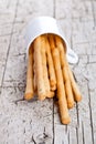 Cup with bread sticks grissini Royalty Free Stock Photo