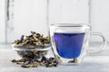 Cup of Butterfly pea tea for healthy drinking Royalty Free Stock Photo