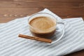 cup of cafe latte milk coffee on table Royalty Free Stock Photo