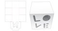 Cup cake box with love word shaped window die cut template Royalty Free Stock Photo