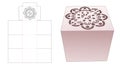 Cup cake box with stenciled mandala die cut template Royalty Free Stock Photo