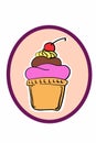 Cup cake cartoon illustration drawing  background and texture Royalty Free Stock Photo