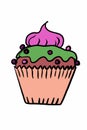 Cup cake cartoon illustration drawing  background and texture Royalty Free Stock Photo