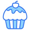 cup cake, cherry, bakery Blue Outline Simple Icon