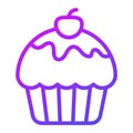 cup cake, cherry thin line icon