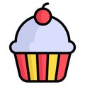 cup cake colored line icon, Merry Christmas and Happy New Year icons for web and mobile design Royalty Free Stock Photo