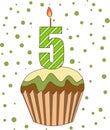 Cup cake with numeral candles Royalty Free Stock Photo