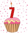 Cup cake with numeral candles Royalty Free Stock Photo