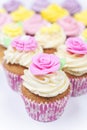 Cup Cakes With Colorful Icing or Frosting Royalty Free Stock Photo