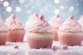 Cup cakes on pastel colour room for pastry. Generative ai Royalty Free Stock Photo