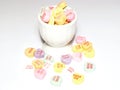Cup of candy hearts Royalty Free Stock Photo