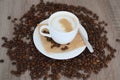 Cup of cappuccino and coffee beans Royalty Free Stock Photo
