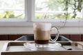 Cup of cappuccino coffee, hot mocha drink with cinnamon and coco Royalty Free Stock Photo