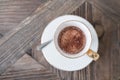 Cup of cappuccino coffee, hot mocha drink with cinnamon in white Royalty Free Stock Photo