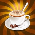 Cup of cappuccino over rays Royalty Free Stock Photo