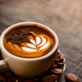 cup of cappuccino on a saucer with coffee beans generated by ai Royalty Free Stock Photo