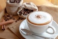 A cup of cappuccino with spoon Royalty Free Stock Photo
