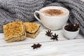 Cup of cappucino with cookies and anise Royalty Free Stock Photo