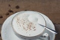A cup of Capuchino coffee in a white cup Royalty Free Stock Photo