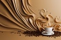 Cup of caramel latte with coffee beans. Caramel splash pattern. Creative concept. AI generated Royalty Free Stock Photo