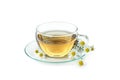 Cup of chamomile tea isolated on white background Royalty Free Stock Photo
