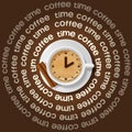 Cup of clock in cappuccino