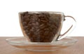 The Cup of coffe grains Royalty Free Stock Photo