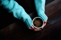 cup of coffe hands closeup