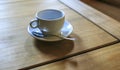 Cup of coffe wooden table