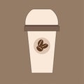 Icon paper coffee cup on braun background