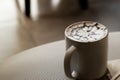 Cup of coffee abstract art in coffee shop, vintage color tone, soft focus Royalty Free Stock Photo