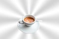 Cup of coffee on abstract silver background. Royalty Free Stock Photo