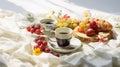 Coffee On White Bed: A Japanese-inspired Summer Picnic Royalty Free Stock Photo