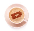 Cup of coffee with battery energy on foam Royalty Free Stock Photo