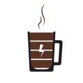 Cup of coffee, battery energy level, charge of cheerful