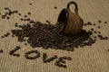 Cup with coffee beans