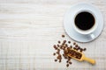 Cup of Coffee and Beans with Copy Space Royalty Free Stock Photo