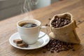 Cup of coffee and coffee-beans Royalty Free Stock Photo