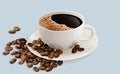 Cup of coffee with coffee beans. Vector illustration. Sketch Royalty Free Stock Photo