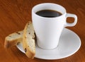 Cup of coffee and biscotti Royalty Free Stock Photo