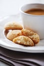 Cup of coffee with biscotti Royalty Free Stock Photo