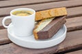 A cup of coffee with biscotti Royalty Free Stock Photo