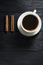 Cup of coffee on wooden table