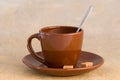 Cup of coffee with brown sugar Royalty Free Stock Photo