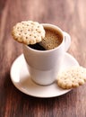 Cup of coffee and butter biscuits. Royalty Free Stock Photo