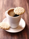 Cup of coffee and butter biscuits. Royalty Free Stock Photo