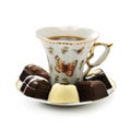 Cup coffee and candies Royalty Free Stock Photo